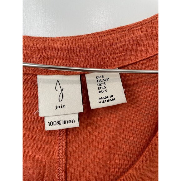 Joie Linen Henley Tank Top Size Small Sleeveless Scoop Neck Burnt Orange Basics - Picture 3 of 8